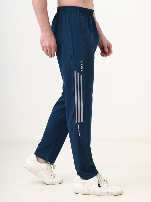 Fitmax Men's Track Pants - Air Force Blue with Light Grey Strips