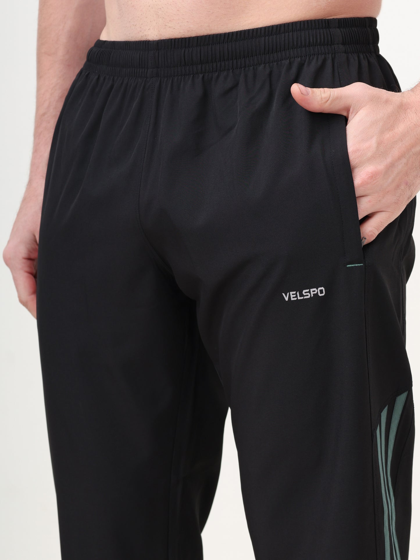 Fitmax Men's Track Pants - Black with Medium Grey Strips