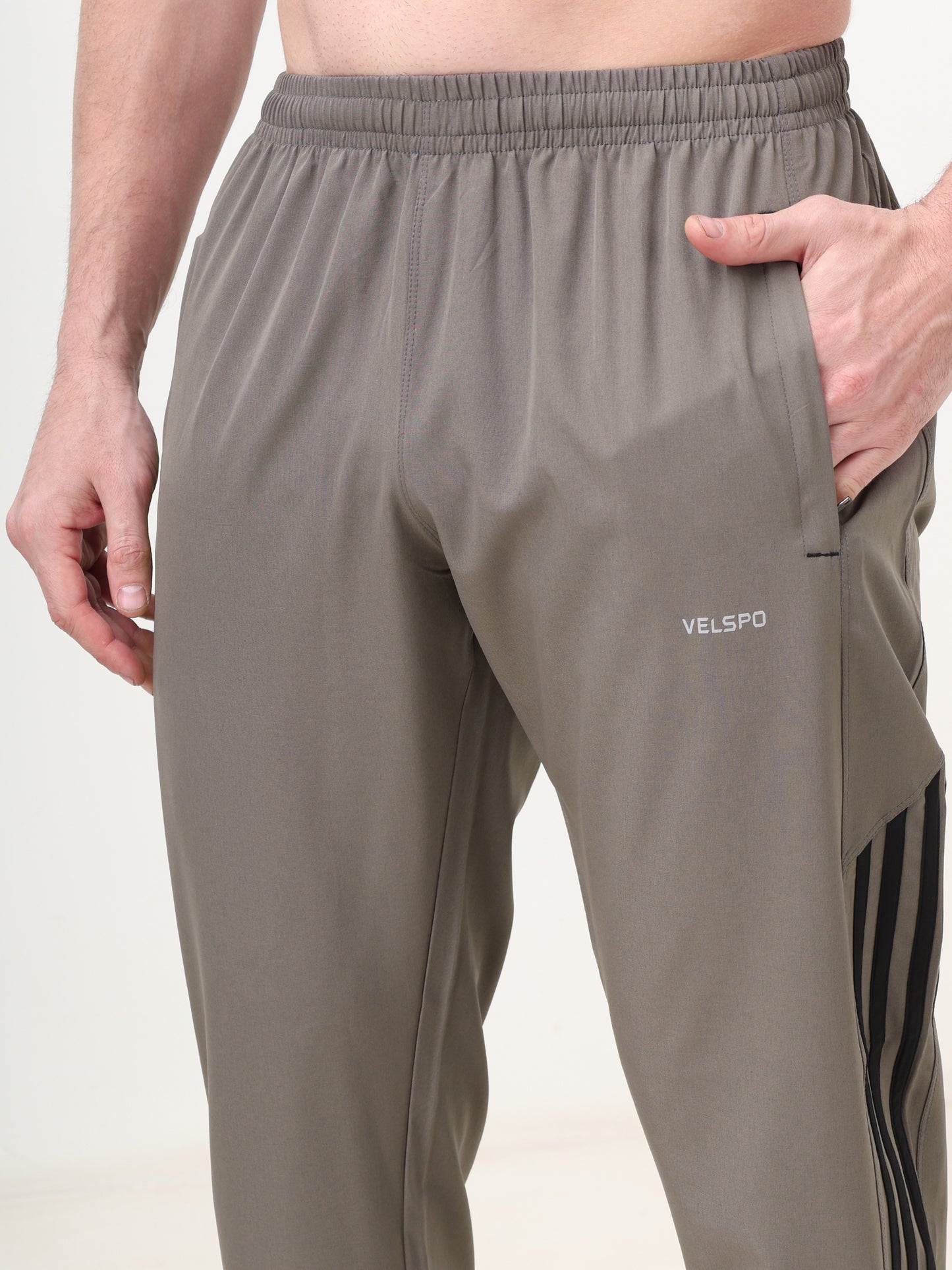 Fitmax Men's Track Pants - Charcoal Grey with Black Strips