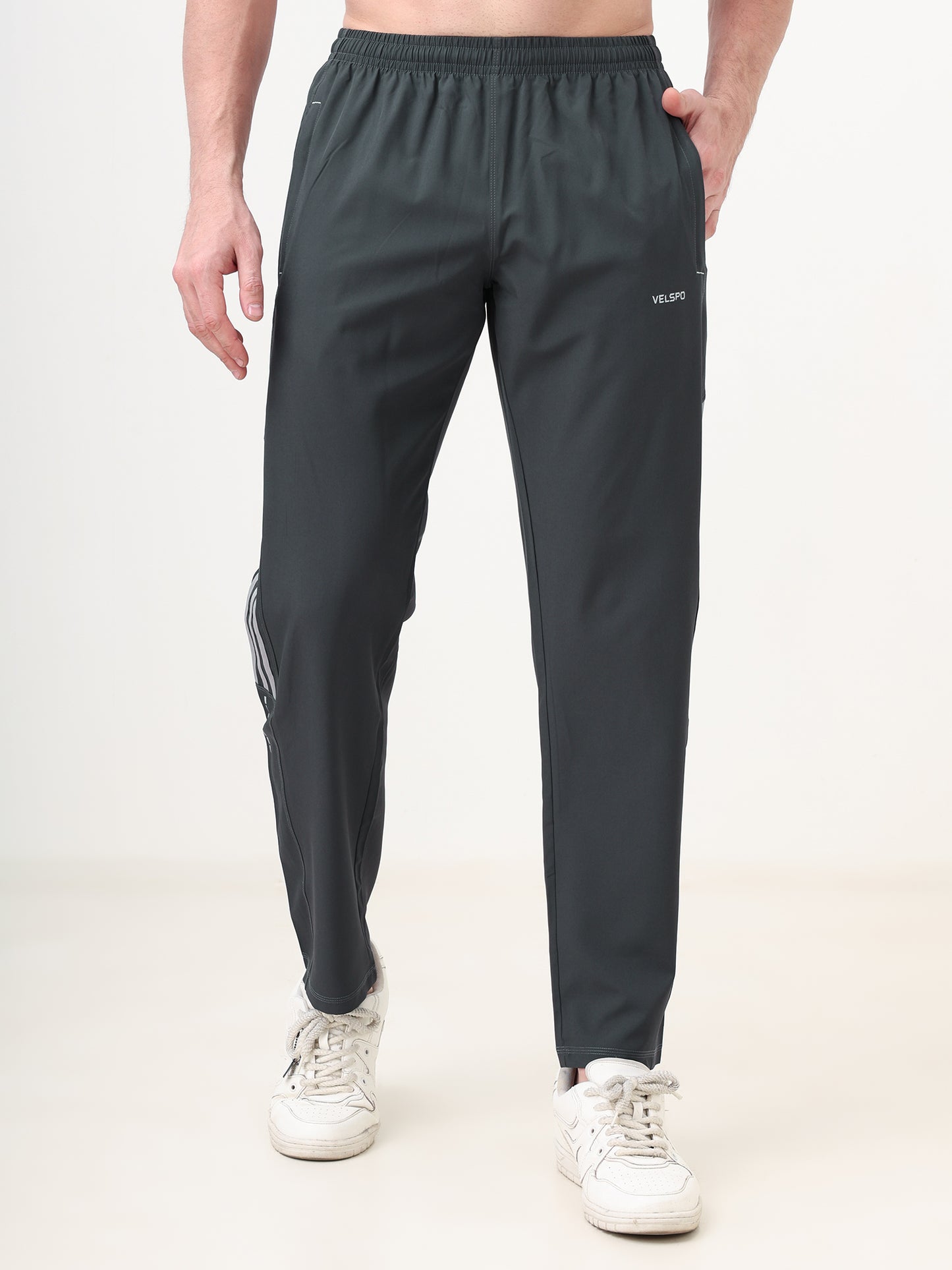 Fitmax Men's Track Pants - Dark Grey with Light Grey Strips