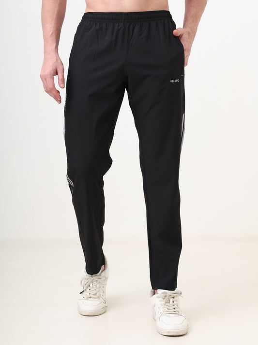 Fitmax Men's Track Pants - Black with Light Grey Strips