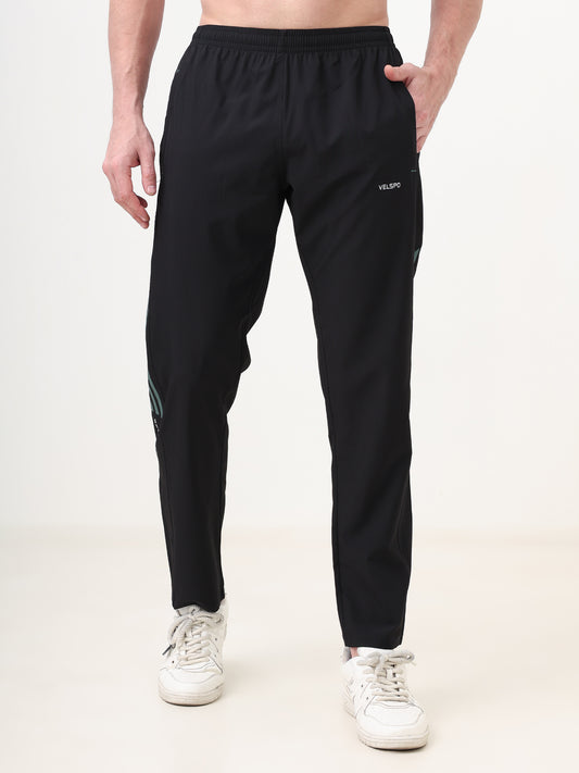 Fitmax Men's Track Pants - Black with Medium Grey Strips