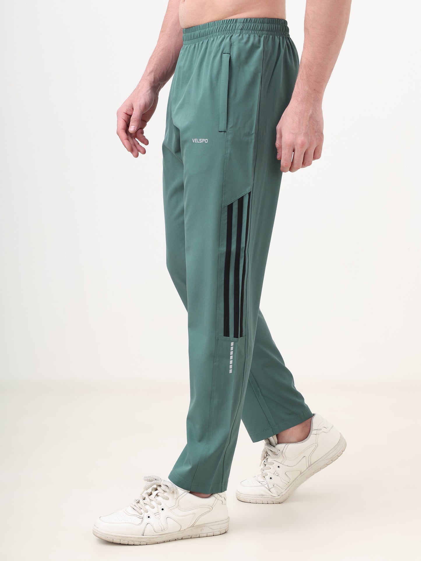 Fitmax Men's Track Pants - Green with Black Strips