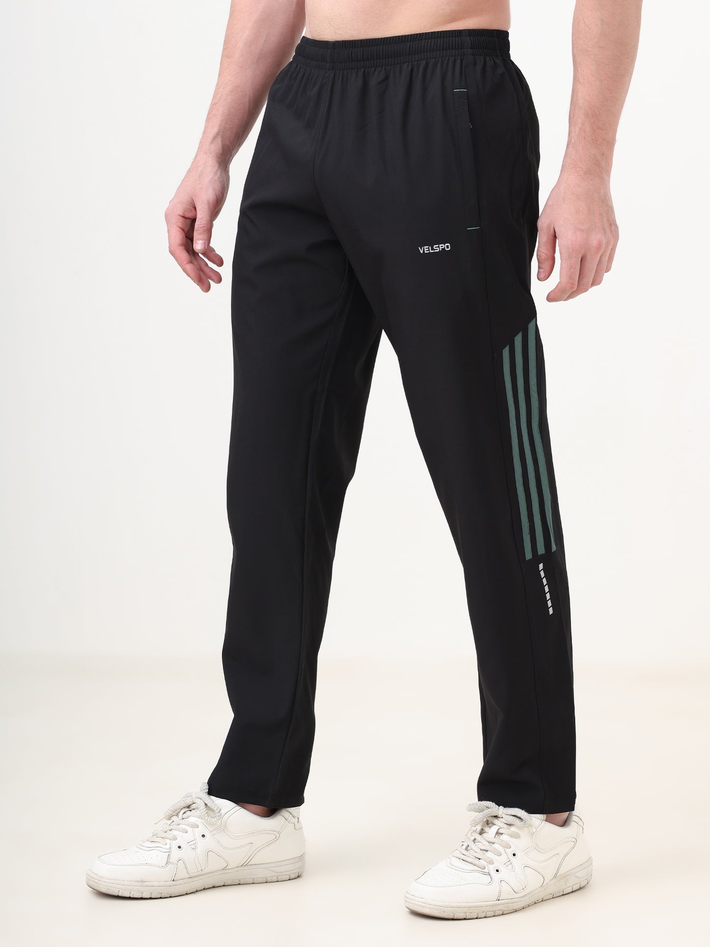 Fitmax Men's Track Pants - Black with Medium Grey Strips