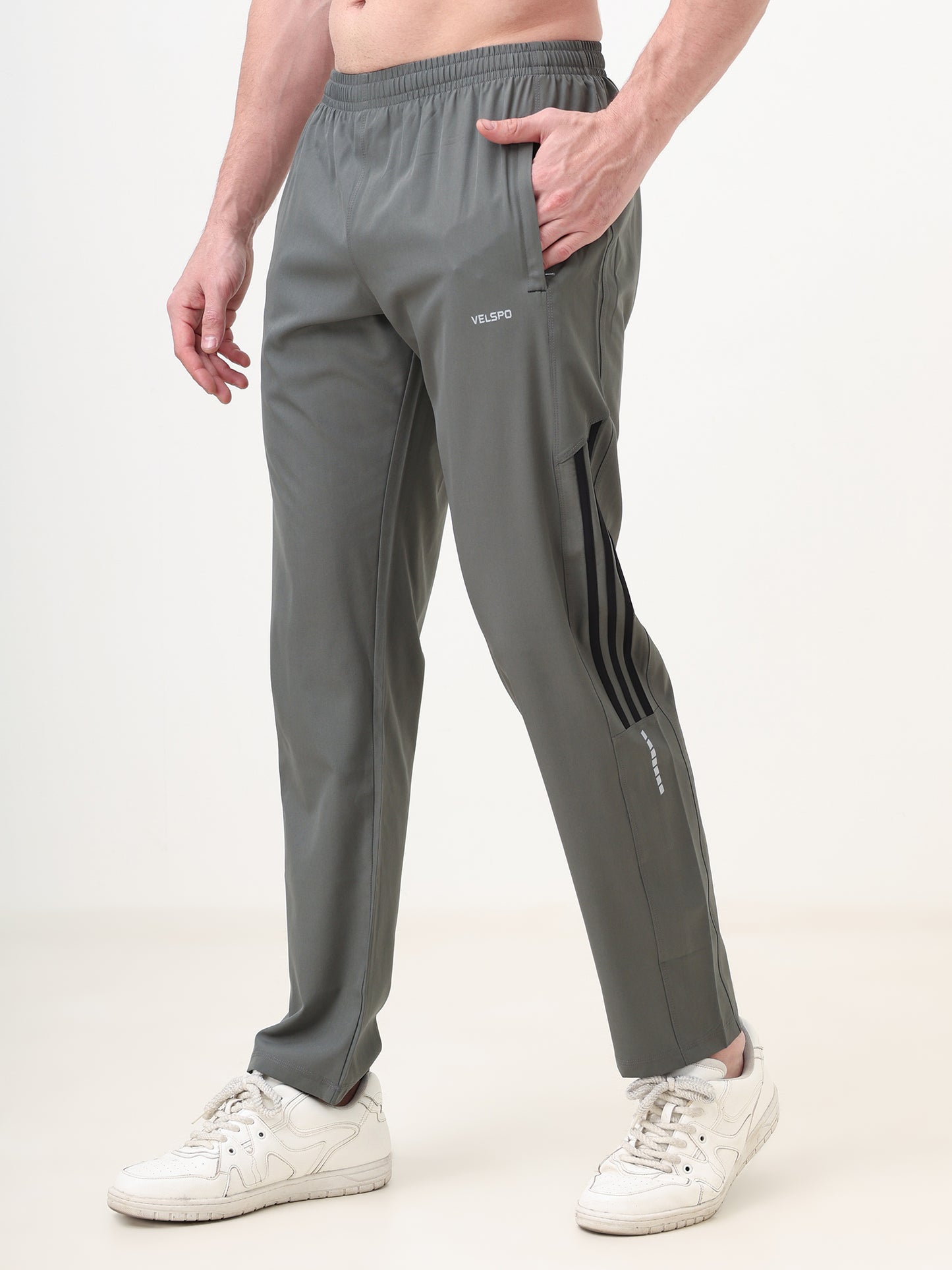 Fitmax Men's Track Pants - Dark Grey with Black Strips