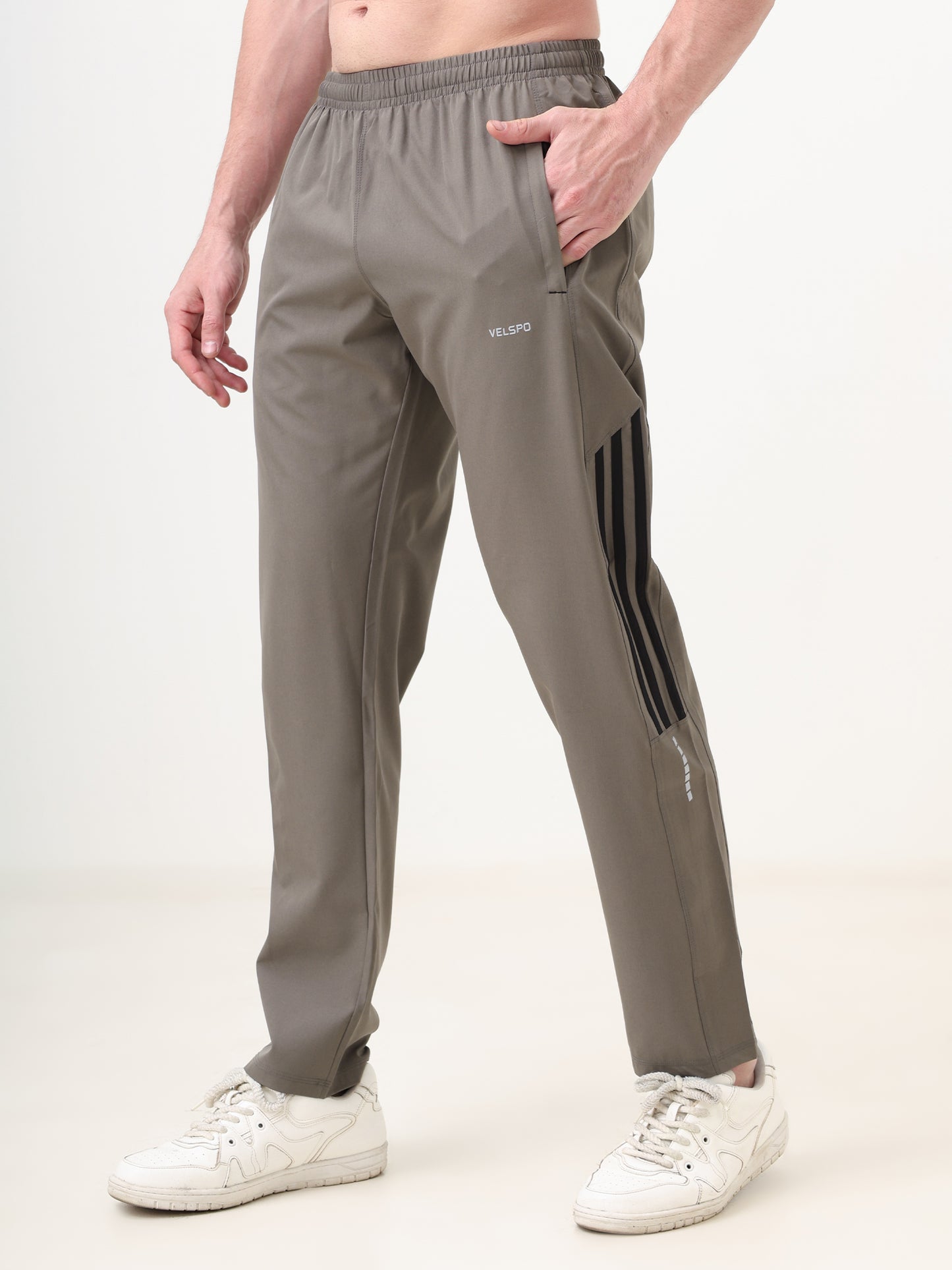 Fitmax Men's Track Pants - Charcoal Grey with Black Strips