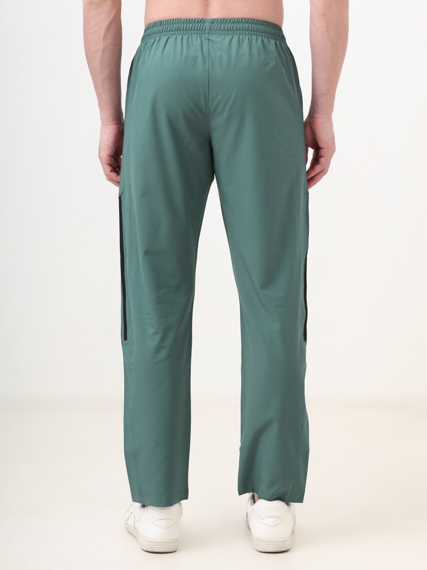 Fitmax Men's Track Pants - Green with Black Strips