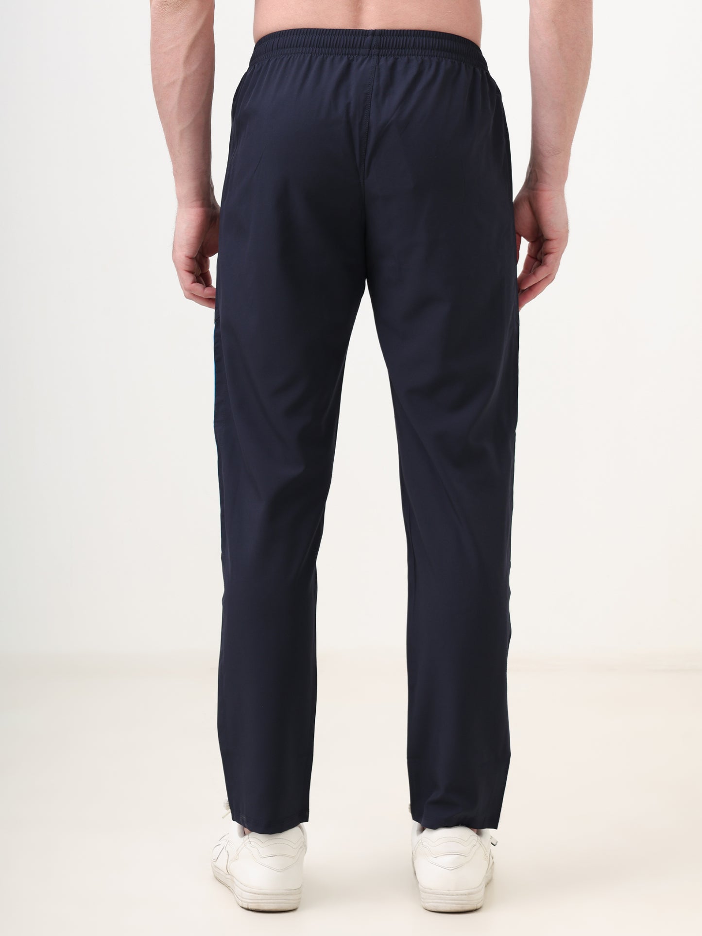 Fitmax Men's Track Pants - Navy Blue with Indian Blue Strips