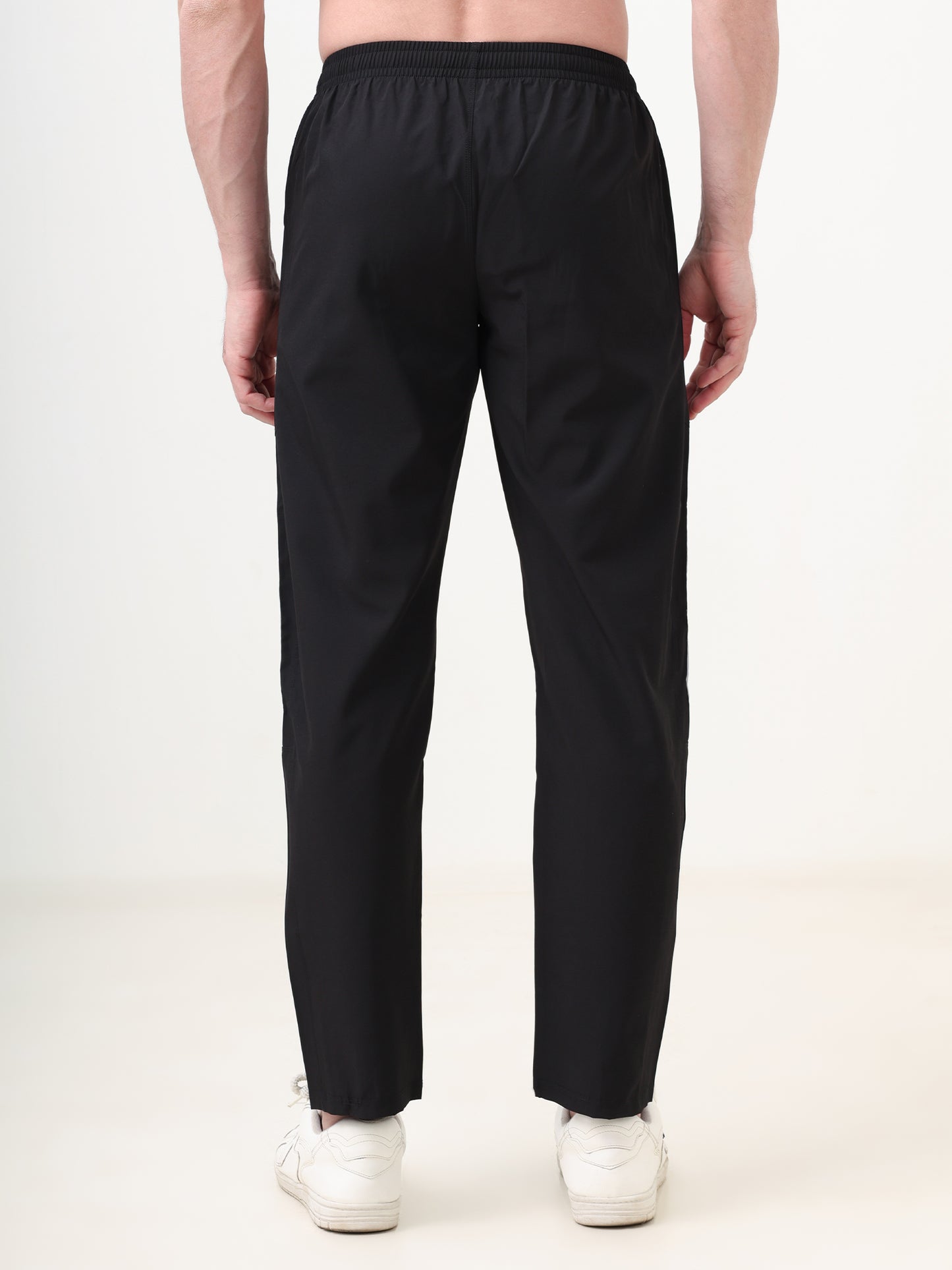 Fitmax Men's Track Pants - Black with Light Grey Strips