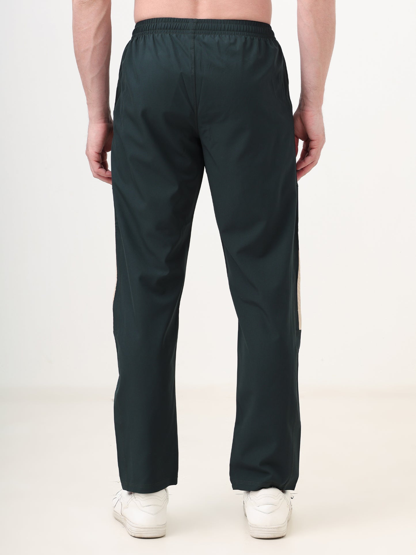 Fitmax Men's Track Pants - Dark Olive Green with Pista Strips