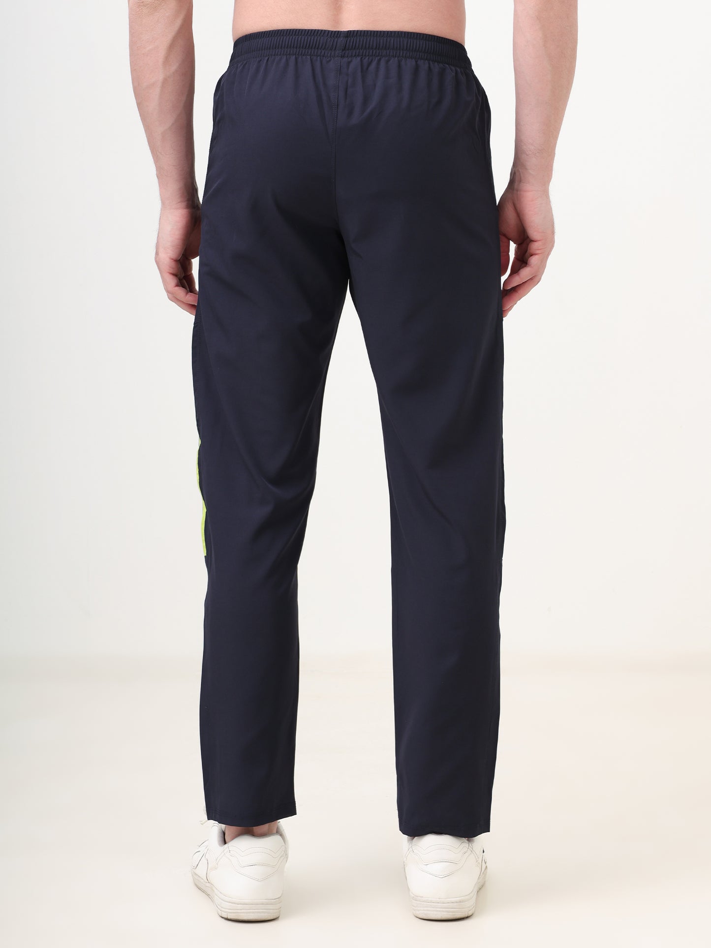 Fitmax Men's Track Pants - Navy Blue with Neon Strips