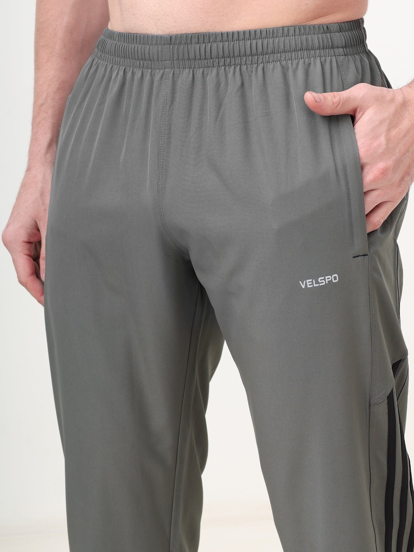 Fitmax Men's Track Pants - Dark Grey with Black Strips