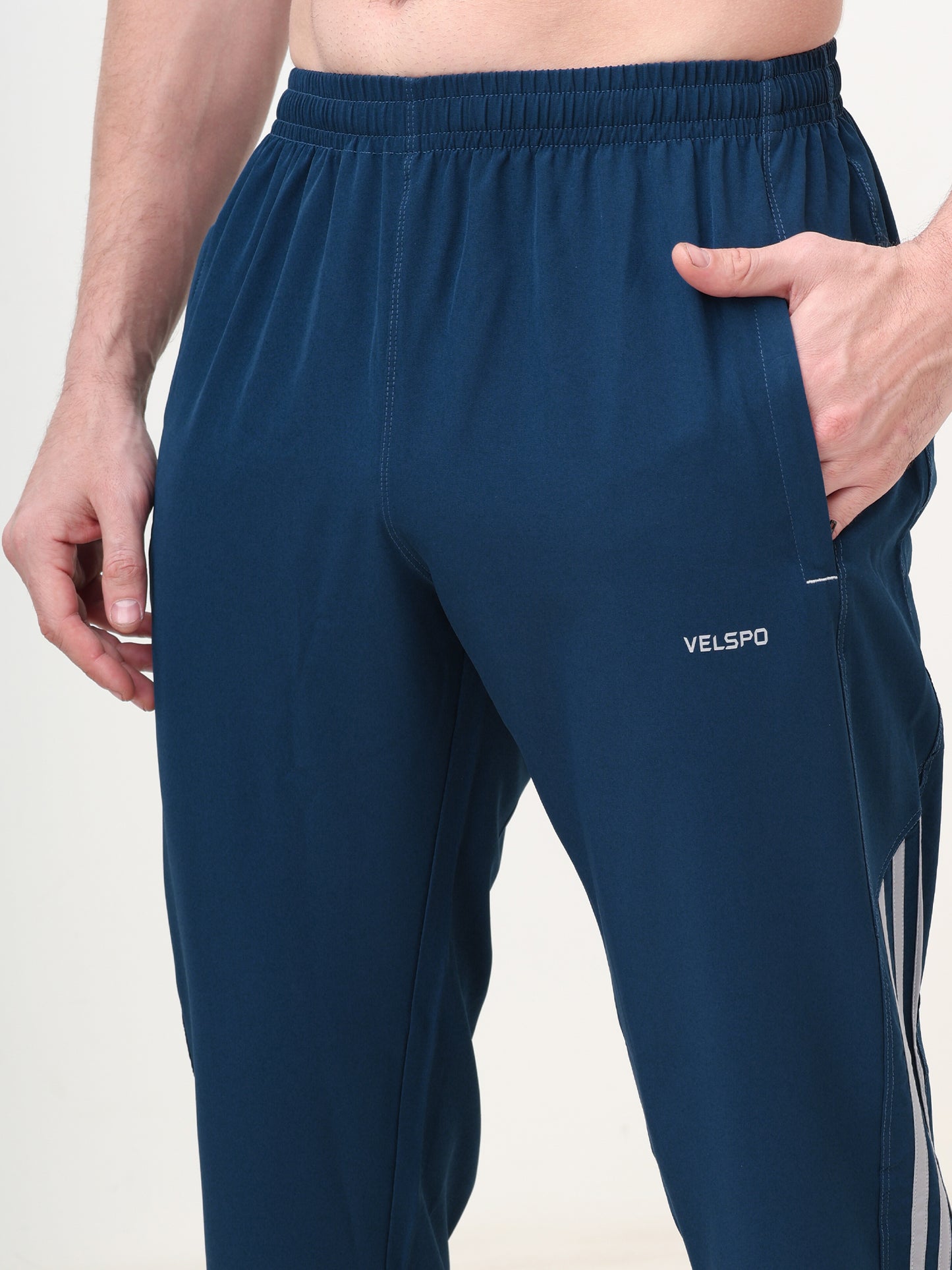 Fitmax Men's Track Pants - Air Force Blue with Light Grey Strips