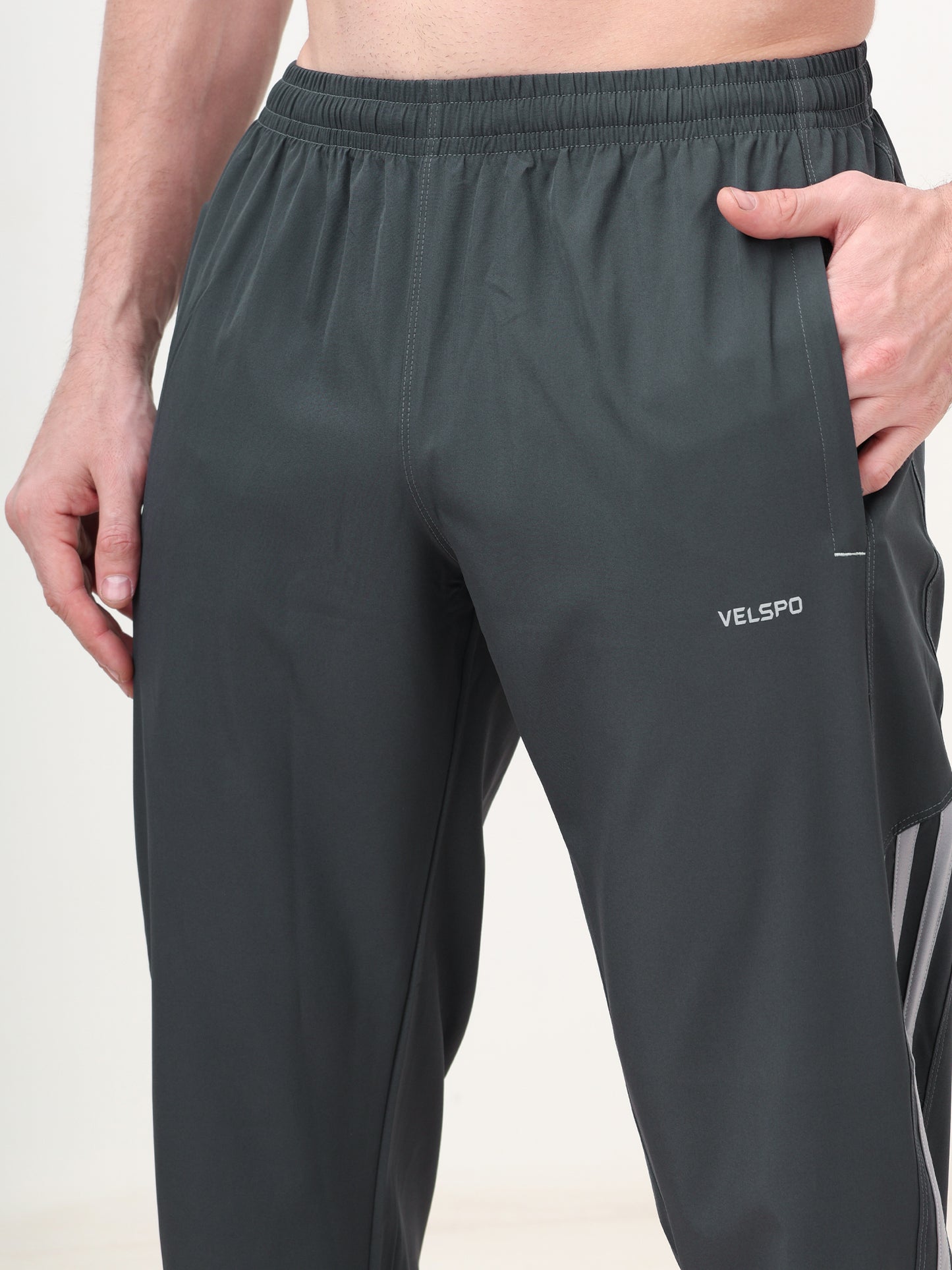 Fitmax Men's Track Pants - Dark Grey with Light Grey Strips