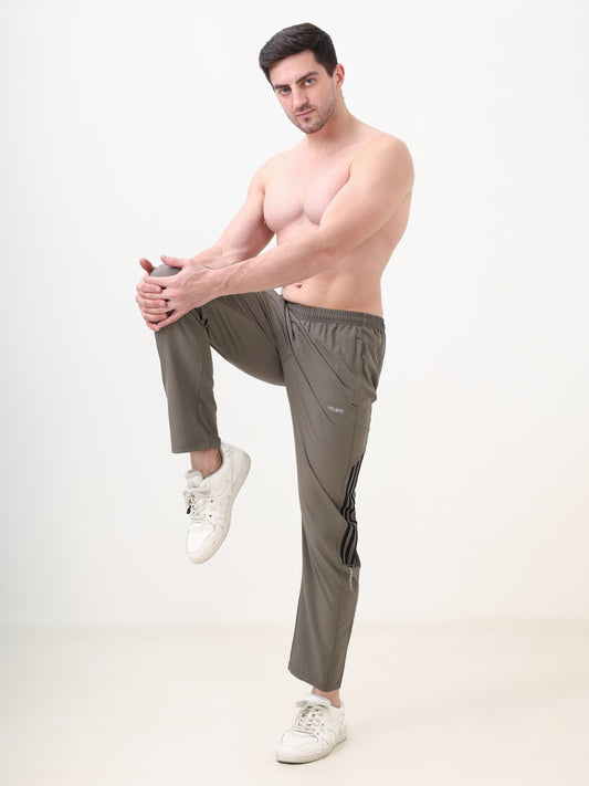 Fitmax Men's Track Pants - Charcoal Grey with Black Strips