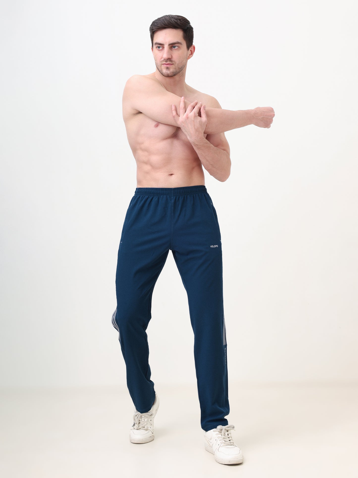 Fitmax Men's Track Pants - Air Force Blue with Light Grey Strips