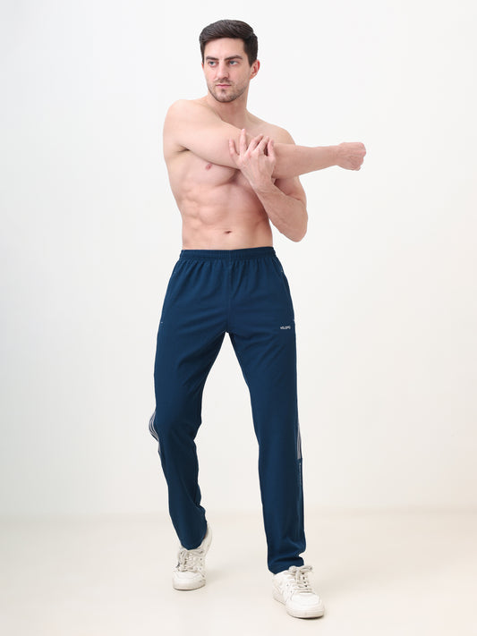 Fitmax Men's Track Pants - Air Force Blue with Light Grey Strips