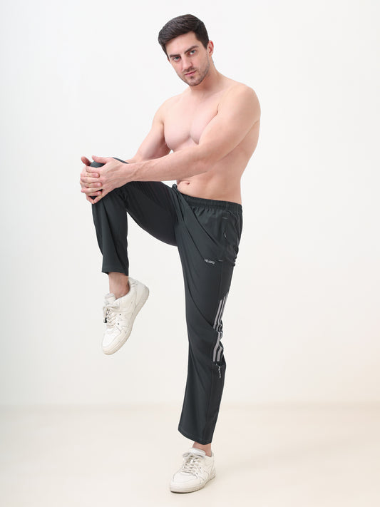 Fitmax Men's Track Pants - Dark Grey with Light Grey Strips